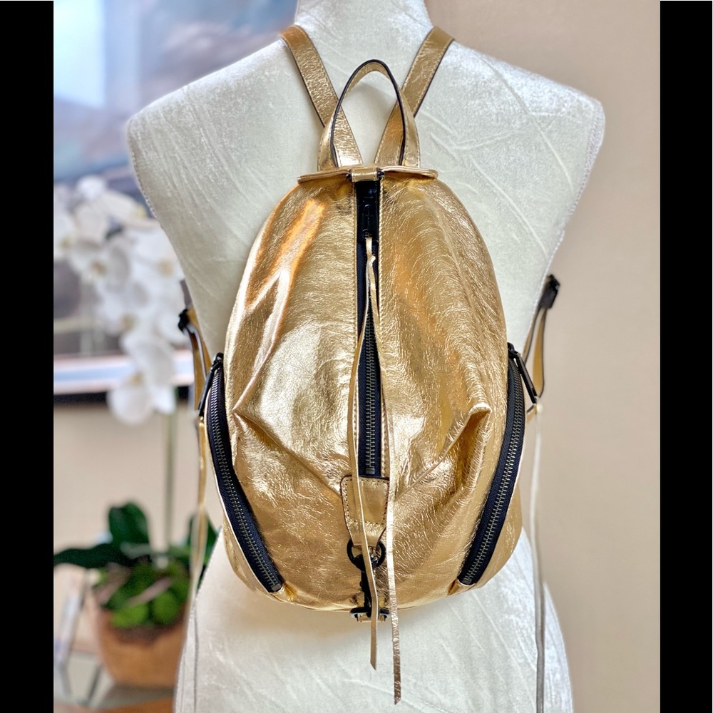 NWOT Rebecca Minkoff Julian Gold Leather Backpack